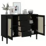 Credenza SENJA Aspetto Rattan Nero 112x40x80 cm Massello Pino