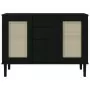 Credenza SENJA Aspetto Rattan Nero 112x40x80 cm Massello Pino