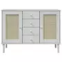 Credenza SENJA Aspetto Rattan Bianco 112x40x80 cm Massello Pino