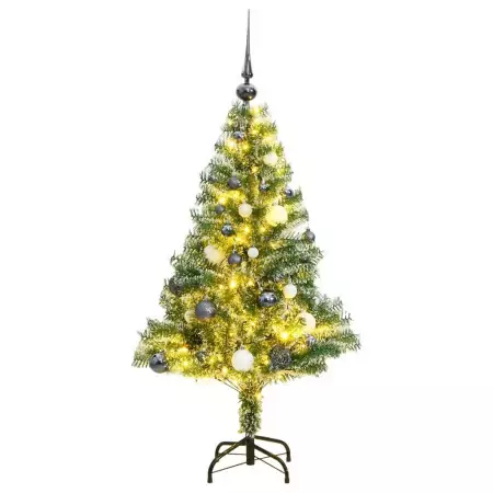 Albero Natale Artificiale 150 LED Palline e Neve Fioccata 120cm