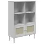 Credenza SENJA Aspetto Rattan Bianco 90x35x130 cm Massello Pino