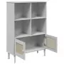 Credenza SENJA Aspetto Rattan Bianco 90x35x130 cm Massello Pino