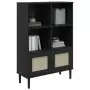 Credenza SENJA Aspetto Rattan Nero 90x35x130 cm Legno Pino