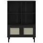 Credenza SENJA Aspetto Rattan Nero 90x35x130 cm Legno Pino