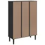 Credenza SENJA Aspetto Rattan Nero 90x35x130 cm Legno Pino