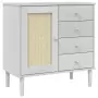 Credenza SENJA Aspetto Rattan Bianco 80x40x80 cm Massello Pino