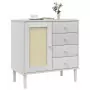 Credenza SENJA Aspetto Rattan Bianco 80x40x80 cm Massello Pino