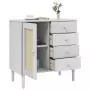 Credenza SENJA Aspetto Rattan Bianco 80x40x80 cm Massello Pino