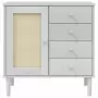 Credenza SENJA Aspetto Rattan Bianco 80x40x80 cm Massello Pino