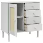 Credenza SENJA Aspetto Rattan Bianco 80x40x80 cm Massello Pino