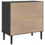 Credenza SENJA Aspetto Rattan Nero 80x40x80 cm Massello Pino