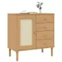 Credenza SENJA Aspetto Rattan Marrone 80x40x80 cm Massello Pino