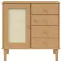 Credenza SENJA Aspetto Rattan Marrone 80x40x80 cm Massello Pino