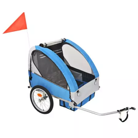 Rimorchio da Bici per Bambini Grigio e Nero 30 kg