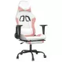 Sedia da Gaming con Poggiapiedi Bianco e Rosa in Similpelle