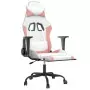 Sedia da Gaming con Poggiapiedi Bianco e Rosa in Similpelle