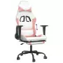 Sedia da Gaming con Poggiapiedi Bianco e Rosa in Similpelle