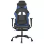 Sedia da Gaming con Poggiapiedi Nero e Blu in Similpelle