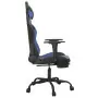 Sedia da Gaming con Poggiapiedi Nero e Blu in Similpelle