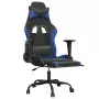 Sedia da Gaming con Poggiapiedi Nero e Blu in Similpelle