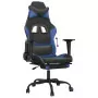 Sedia da Gaming con Poggiapiedi Nero e Blu in Similpelle