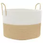 Cestino Portaoggetti Beige e Bianco Ø51x33 cm in Cotone