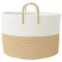 Cestino Portaoggetti Beige e Bianco Ø51x33 cm in Cotone