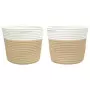 Cestini Portaoggetti 2pz Beige e Bianco Ø24x18 cm in Cotone