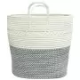 Cestino Portaoggetti Grigio e Bianco Ø43x38 cm in Cotone