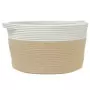 Cestino Portaoggetti Beige e Bianco Ø40x25 cm in Cotone