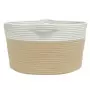 Cestino Portaoggetti Beige e Bianco Ø40x25 cm in Cotone