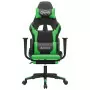 Sedia da Gaming Massaggio Poggiapiedi Nero e Verde Similpelle