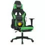 Sedia da Gaming Massaggio Poggiapiedi Nero e Verde Similpelle