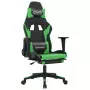 Sedia da Gaming con Poggiapiedi Nero e Verde in Similpelle