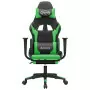 Sedia da Gaming con Poggiapiedi Nero e Verde in Similpelle