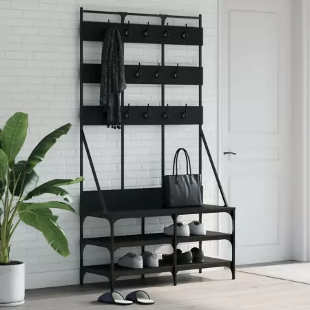 Appendiabiti con Porta Scarpe Nero 100x40x184 cm