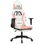 Sedia da Gaming con Poggiapiedi Bianco e Rosa in Similpelle