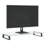 Supporto per Monitor Nero 80x35x8cm Vetro Temperato e Metallo