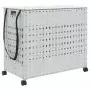 Cesto Portabiancheria con Ruote Bianco 66x35x60 cm Rattan