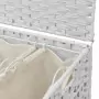 Cesto Portabiancheria con Ruote Bianco 66x35x60 cm Rattan