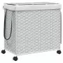 Cesto Portabiancheria con Ruote Bianco 60x35x60,5 cm Rattan