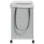 Cesto Portabiancheria con Ruote Bianco 60x35x60,5 cm Rattan