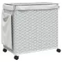 Cesto Portabiancheria con Ruote Bianco 60x35x60,5 cm Rattan