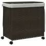 Cesto Portabiancheria Ruote Marrone Scuro 60x35x60,5 cm Rattan