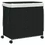 Cesto Portabiancheria con Ruote Nero 60x35x60,5 cm Rattan