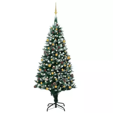 Set Albero Natale Artificiale con LED Palline e Pigne 240 cm