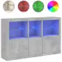 Credenza con Luci LED Grigio Cemento 162x37x100 cm