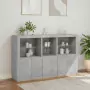 Credenza con Luci LED Grigio Cemento 162x37x100 cm