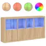 Credenza con Luci LED Rovere Sonoma 202x37x100 cm