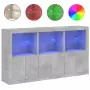 Credenza con Luci LED Grigio Cemento 181,5x37x100 cm